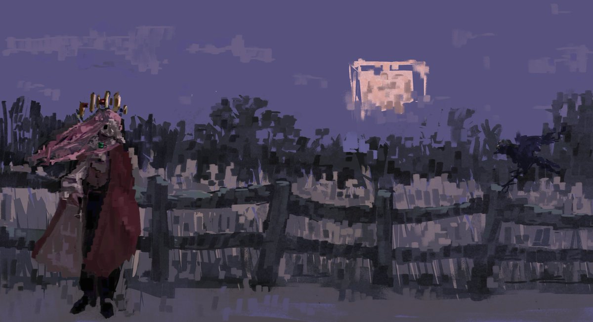 rises the moon
#technobladefanart 
#emeraldduo
#technoblade