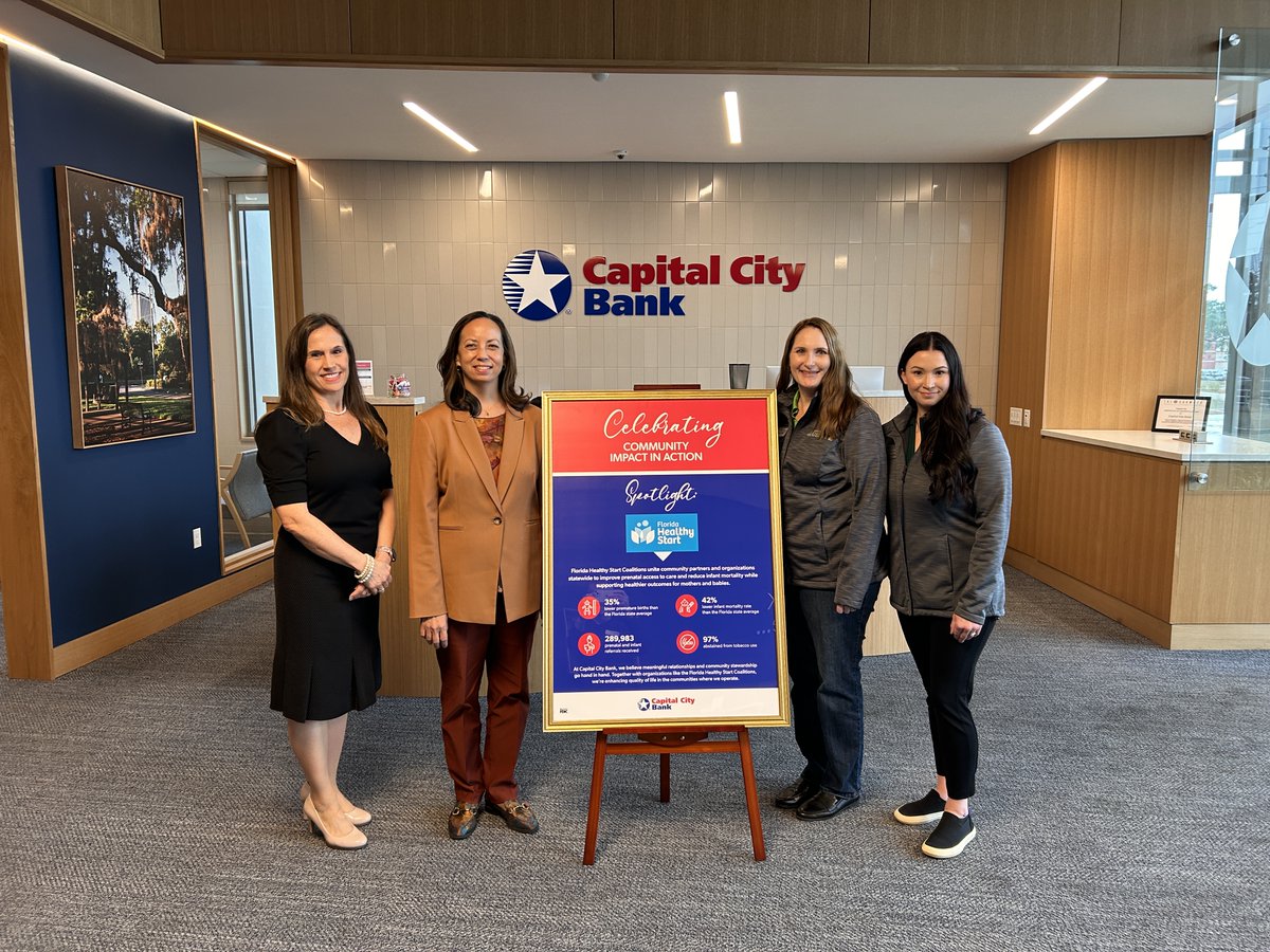 FLHealthyStart's tweet photo. Florida Healthy Start is thrilled to partner with @CapitalCityBank! Visit their beautiful new Apalachee Parkway branch in Tallahassee to pick up brochures and flyers about #FloridaHealthyStart provided by @CAHealthyStart 
#localpartners #supportnonprofits #maternalandinfanthealth https://t.co/Yb63g4UUCp