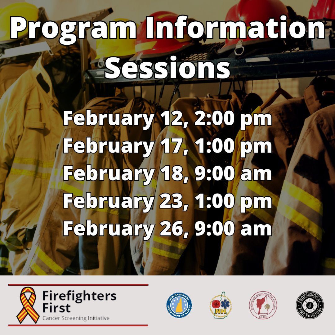 nhfstems's tweet image. We understand there are a lot of questions about how the Firefighters First Cancer Screening Initiative will run, so the program administrator, United Diagnostic Services, will be hosting five program information sessions in February: firefightersfirst.nh.gov/training-infor…

#FirefightersFirst