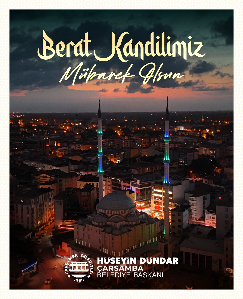Berat Kandilimiz mübarek olsun. 🕌

Rahmet, mağfiret ve bereket ayı Ramazan-ı Şerif’in habercisi olan mübarek Berat Gecesi’nin; Aziz Milletimize ve tüm İslam âlemine sağlık, barış ve hayırlar getirmesini Cenab-ı Allah’tan niyaz ediyorum.  
#BeratKandili #HayırlıKandiller