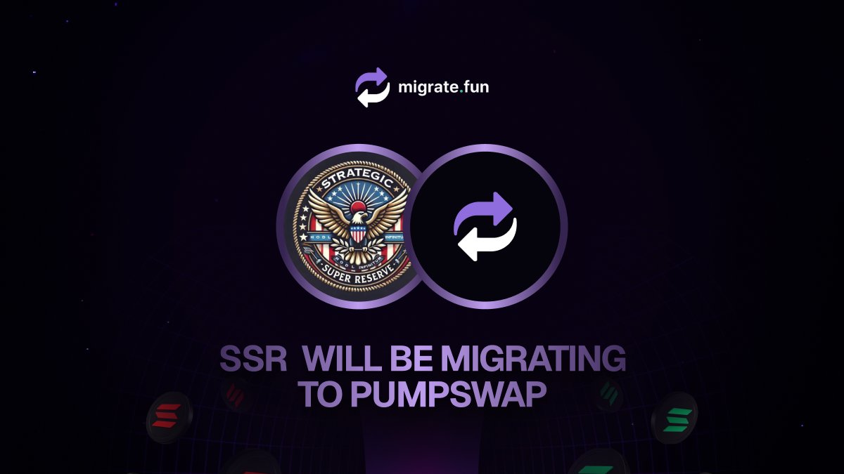 We are excited to support <a href="/StrategicSuperR/">Strategic Super Reserve SSR</a>'s migration to <a href="/Pumpfun/">Pump.fun</a>.

Migration window is now open 🔄