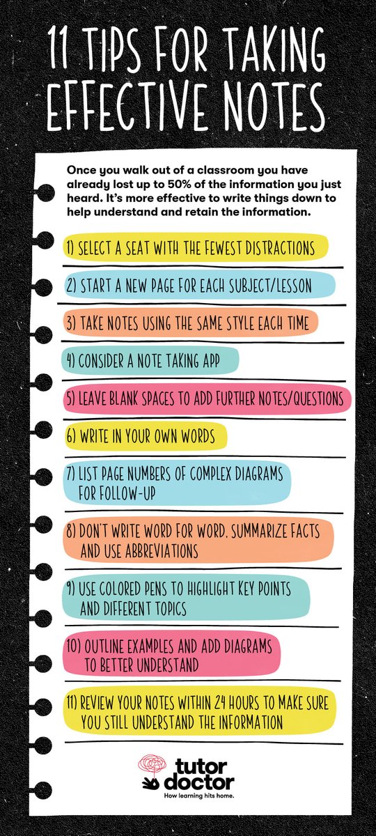 TDrBuckeye's tweet photo. Master the art of note-taking! 📝 These 11 tips will help you stay organized, boost retention, and make studying a breeze. Ready to take your notes to the next level? 👇

#StudyTips #EffectiveNotes #StudentSuccess https://t.co/tn8RCiIN40