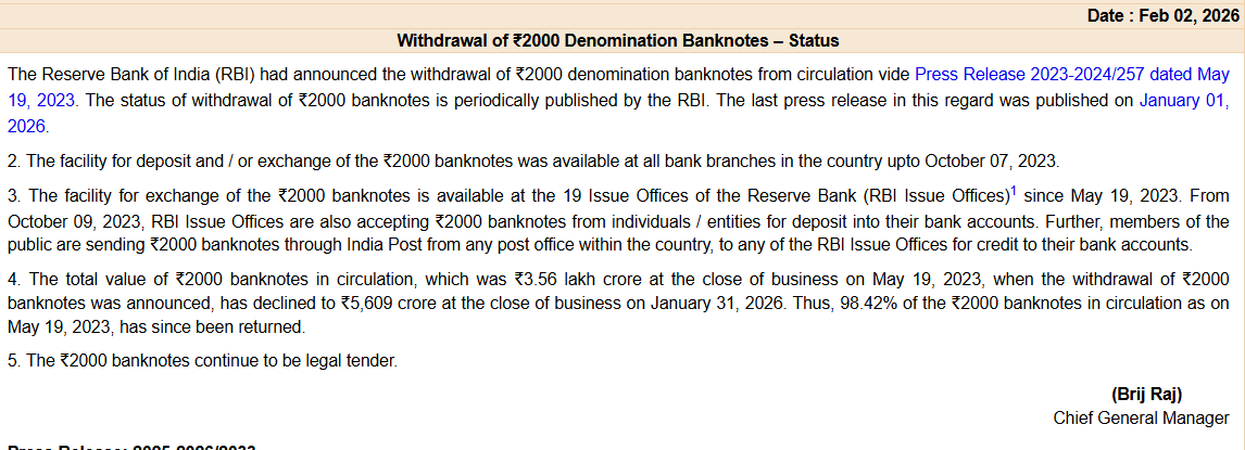 taxologyin's tweet photo. Withdrawal of ₹2000 Denomination Banknotes – Status