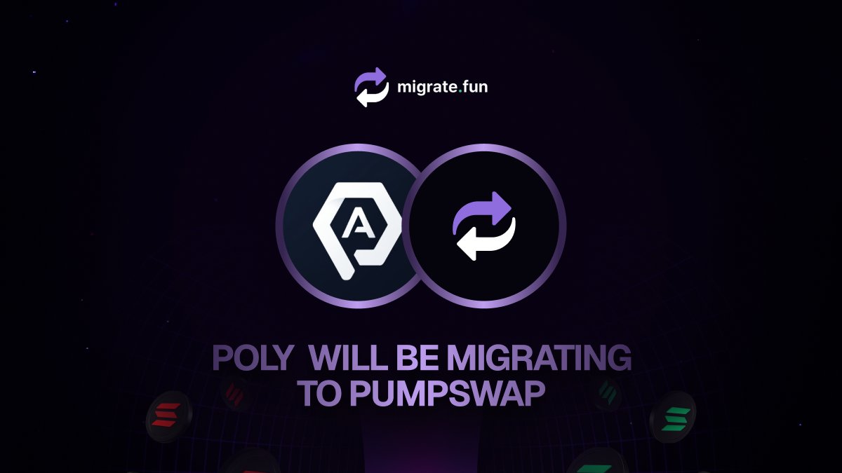 We are excited to support <a href="/getpolyapp/">Poly App</a>'s migration to <a href="/Pumpfun/">Pump.fun</a>.

Migration window is now open 🔄