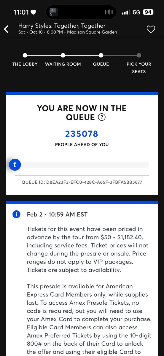 tpwkashlyn's tweet photo. my queues this morning, you would think they would start seeing how i’ve been in every queue with these exact high numbers https://t.co/z91DZo7Fpa
