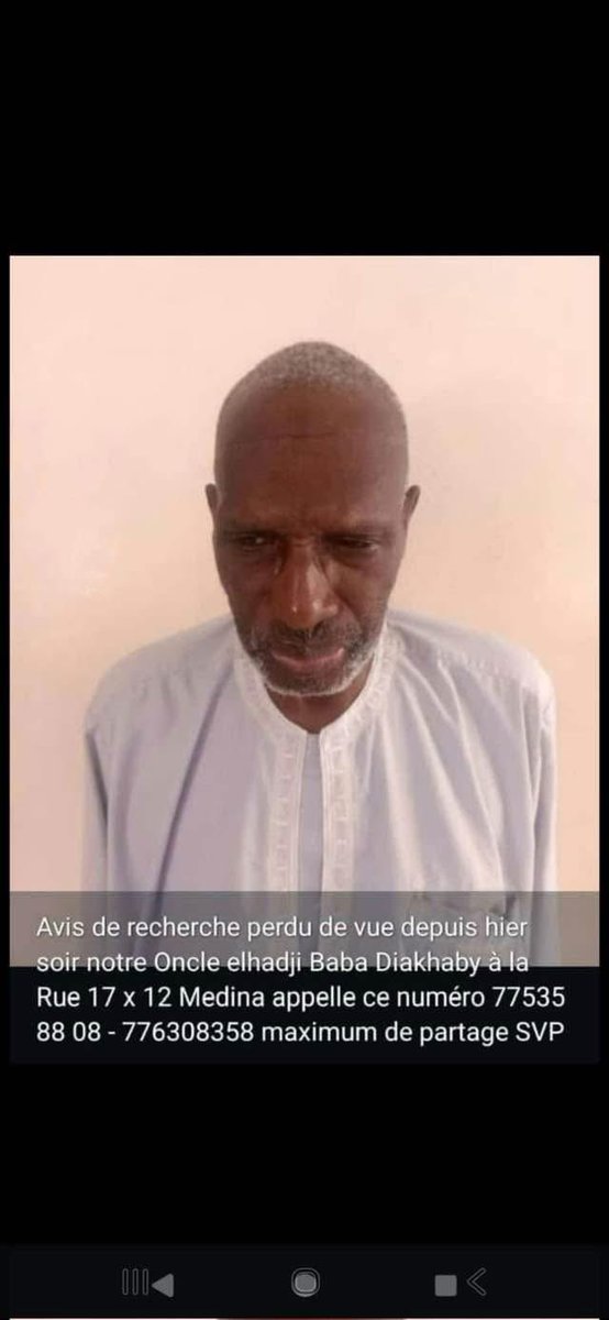 secoursociaux's tweet image. 🚨🚨Mon oncle a disparu depuis hier à la Medina. Il est atteint de la maladie d’Alzheimer.