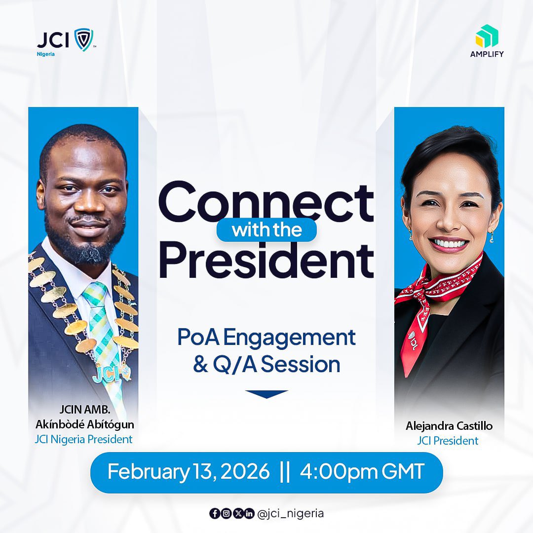 jci_nigeria's tweet photo. Get ready for an exclusive opportunity to engage directly with Akinbode Abitogun, JCI Nigeria President, and Alejandra Castillo, JCI President!
 
This special session will focus on Q&amp;A, discussions on plans of action, and insights into JCI’s vision and initiatives. https://t.co/2W2OREVU7V