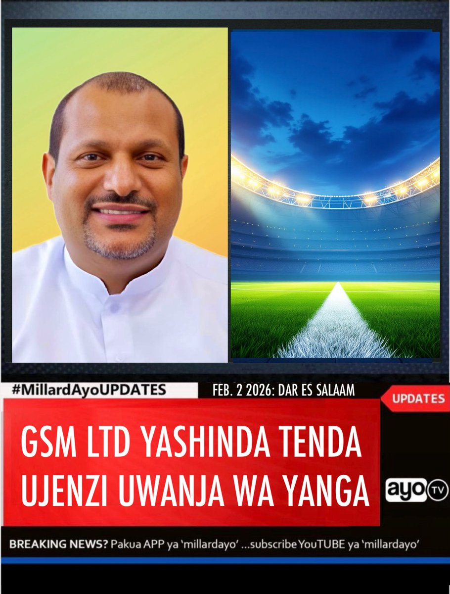 millardayo's tweet image. Kampuni ya GSM Tanzania ( GSM Tanzania Limited ) ambayo ni miongoni mwa Makampuni ya GSM yanayoongozwa na Mfanyabiashara Ghalib Said Mohamed, imetangazwa Mshindi wa tenda ya kuujenga uwanja wa Club ya Young Africans Sports Club utakaojengwa Makao Makuu ya Yanga yaliyopo…