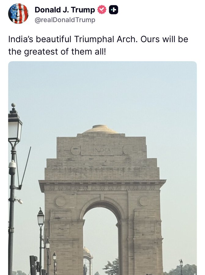 UpdateAdda24x7's tweet photo. US Ambassador to India Sergio Gor says President Donald Trump has spoken with PM Modi. Trump also shared an image of India Gate, praising the iconic landmark.

#BreakingNews #DonaldTrump #PMModi #IndiaGate #USIndiaRelations #Diplomacy https://t.co/V8PQd48ehX