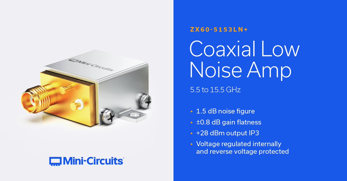 ZX60-5153LN+ is a coaxial low noise amplifier operating from 5.5