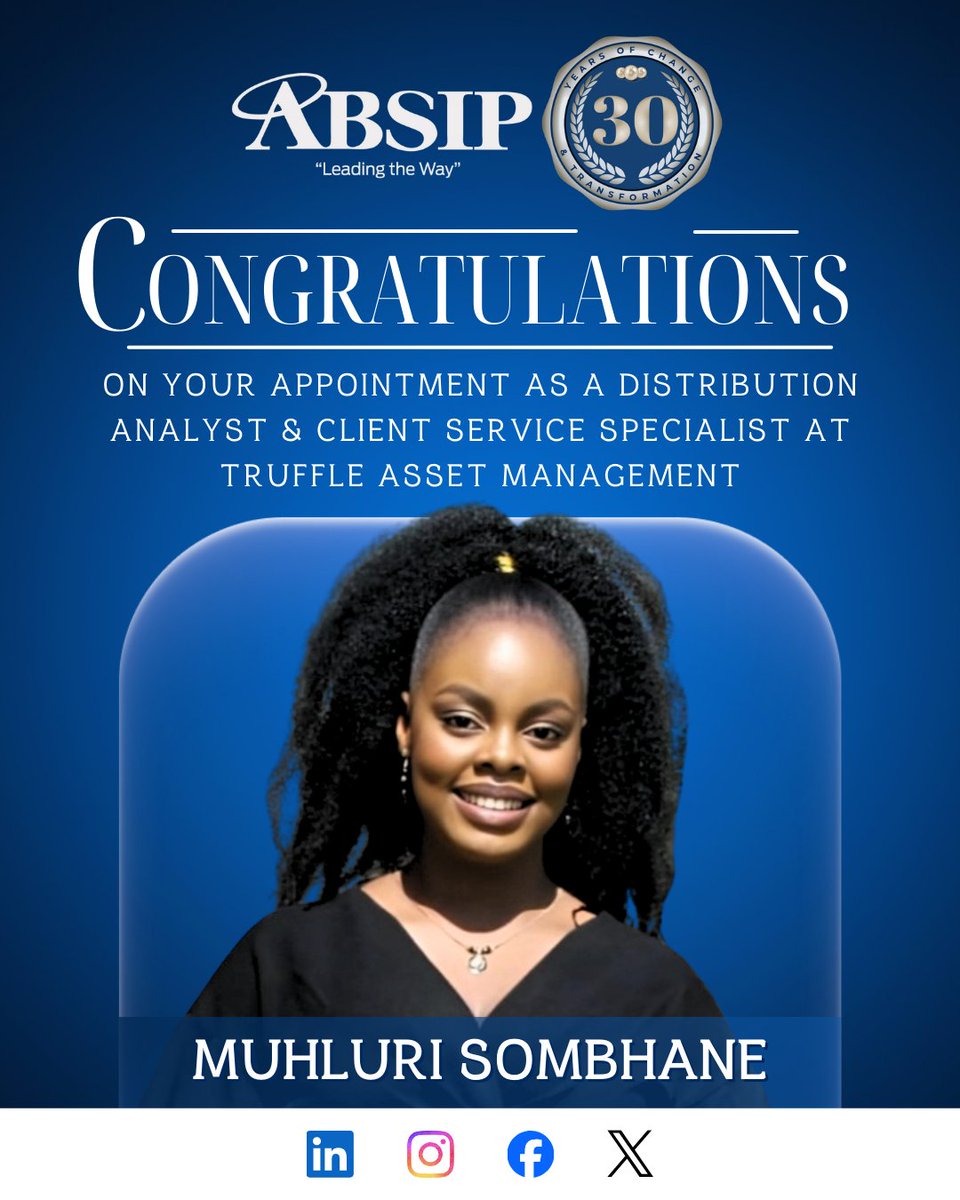 #ABSIPcongratulates, Muhluri Sombhane, on her achievement!