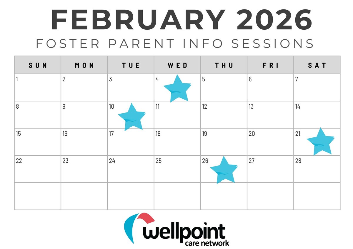 A new month means new opportunities to learn about becoming a foster parent!

Sign up for an upcoming info session to connect with Wellpoint Care staff, discuss the licensing process and have your questions answered. : wellpointcare.org/media-and-even…