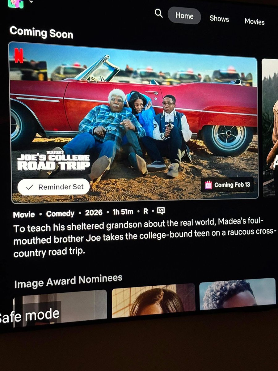 Joe’s college road trip comes on Netflix Feb 13 I’ll have my popcorn ready Tyler Perry please don’t disappoint me 😩😂