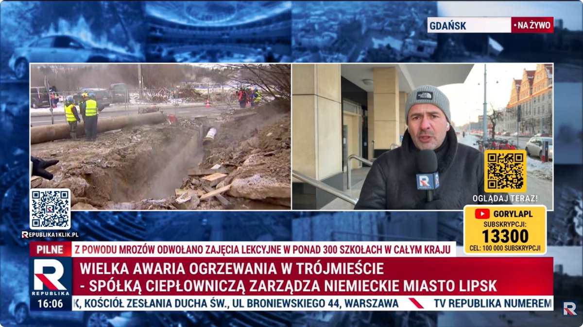Czy ja dobrze słyszę?! Awaria ogrzewania w Trójmieście?!
Wtedy, kiedy mamy zimę stulecia?!
I  kto tam rządzi? Platforma! Młodzi, wykształceni z wielkich miast, którzy oddali ogrzewanie Niemcom?!