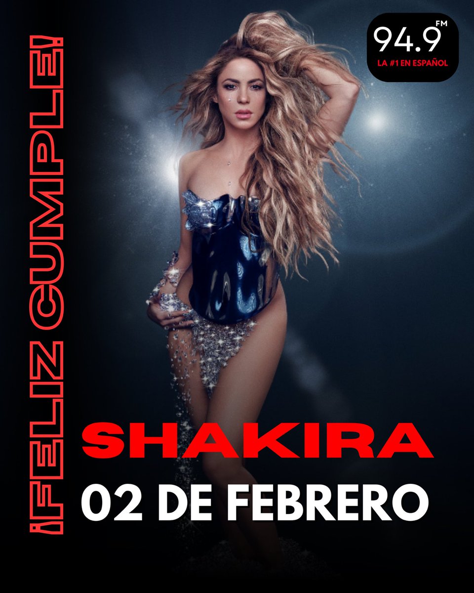 Hoy celebramos el cumpleaños de Shakira 🎂✨
Una artista que ha marcado generaciones con himnos como “Hips Don’t Lie”, “Waka Waka”, “La Tortura”, “Ojos Así” y “Antología”. 🎶

¿Cuál es tu canción favorita de Shakira? 💬

#Shakira #949FM #MusicaEnEspañol