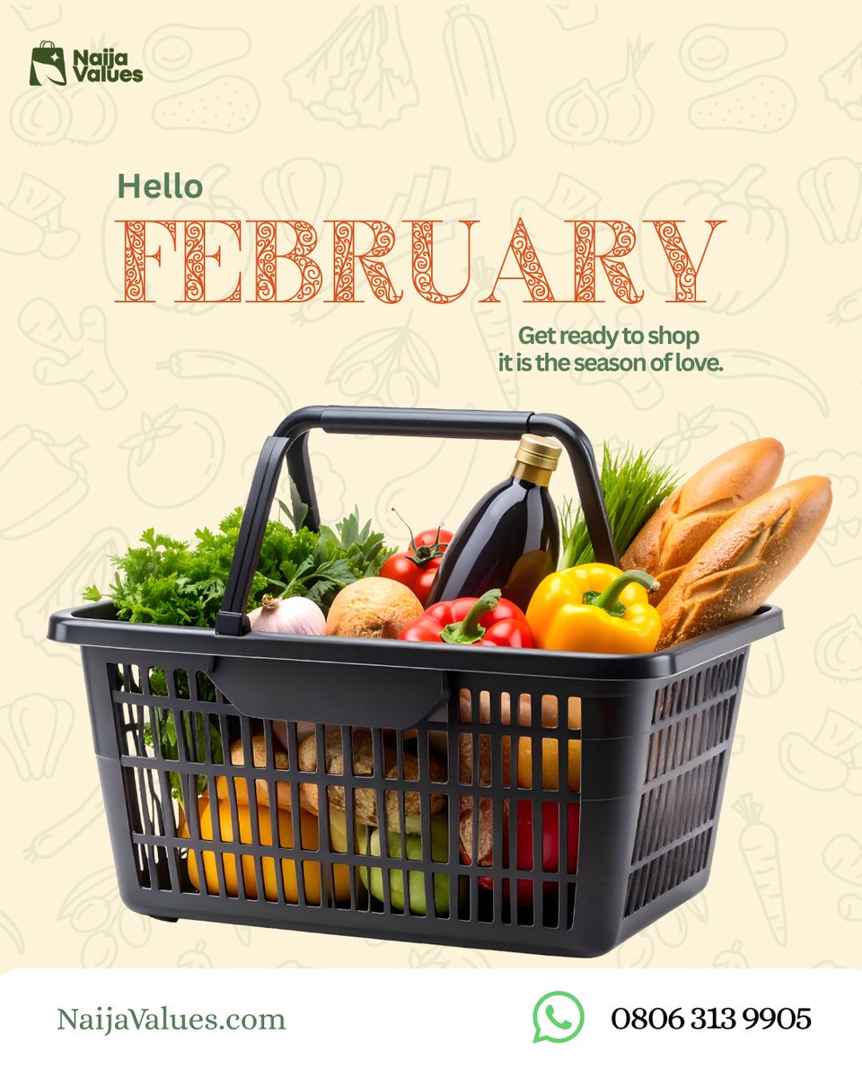 NaijaValues's tweet photo. February = season of love 💛🌿 And we are bringing fresh groceries to your table so you can focus on the romance, not the market run. #HelloFebruary #NaijaValues https://t.co/y1wE5nmunj