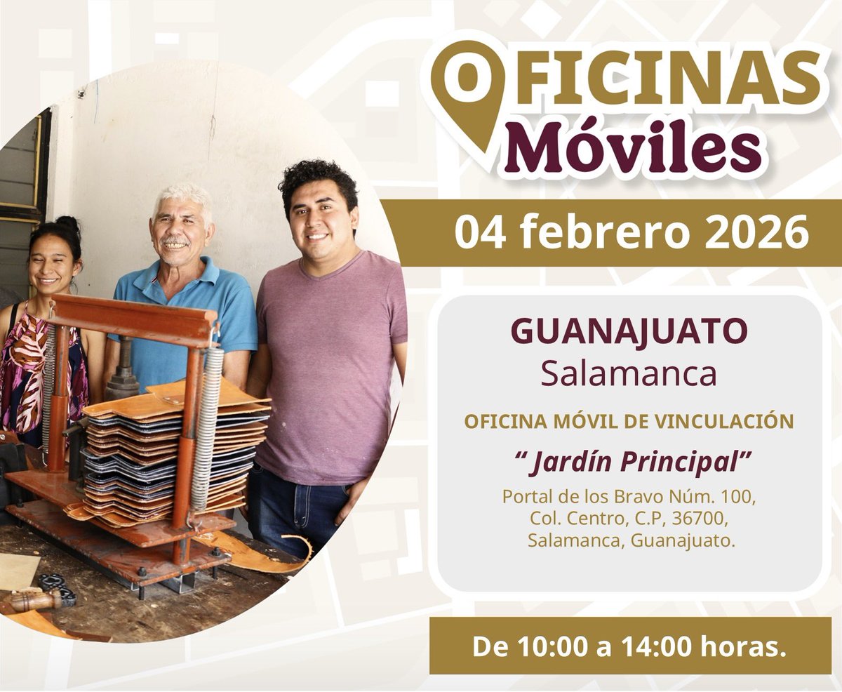 BienestarGto4t's tweet photo. 🗓️En febrero se abre el registro focalizado del Programa @JovConFuturo.
 
Si cumples los requisitos y vives en un municipio participante, inscríbete en línea o en la oficina móvil, consulta fechas y ubicación👇🏽
📲Más información en: …https://t.co/wqYJKXvc6R https://t.co/ukUeNNnV21