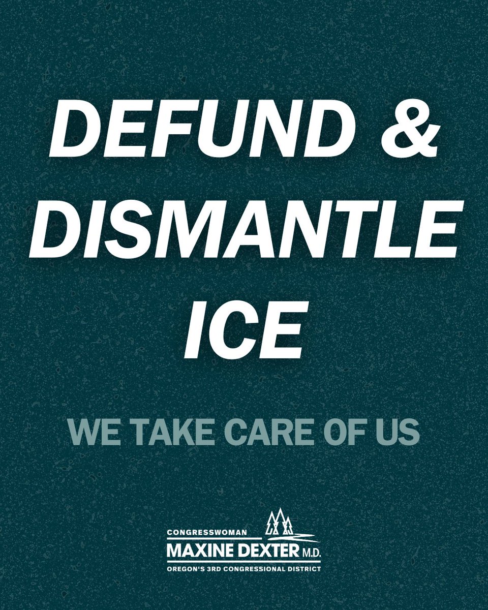 ICE must be defunded and dismantled. 

The lawlessness and cruelty of federal agents is being paid for with taxpayer dollars. OR-03 has been crystal clear: I must be a hell no on any bill that funds ICE.

Your safety. The rule of law. Transparency. Accountability. These are what