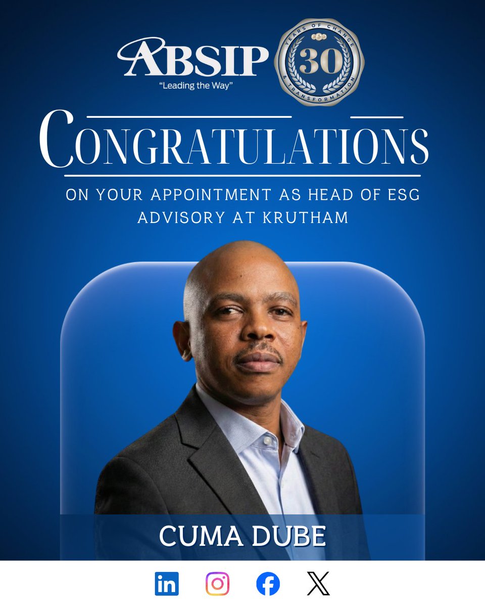 #ABSIPcongratulates, Duma Dube, on his achievement!