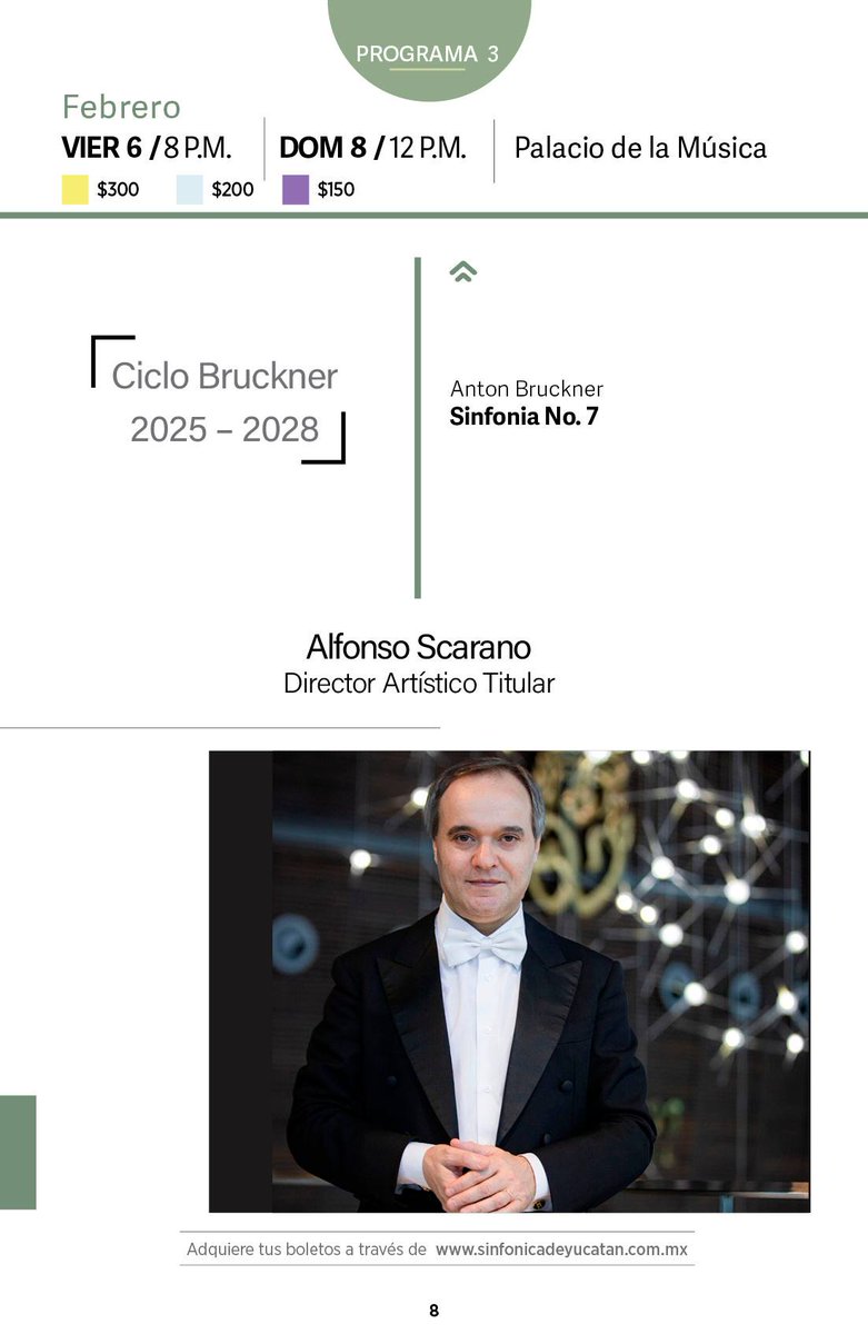 Continuing my 𝐁𝐫𝐮𝐜𝐤𝐧𝐞𝐫𝐢𝐚𝐧 𝐣𝐨𝐮𝐫𝐧𝐞𝐲 started 11 years ago, conducting this week the Seventh with <a href="/SinfonicaYuc/">Orquesta Sinfónica de Yucatán</a> 🇲🇽 #mexico Fri 6 &amp; Sun 8 February 2026 #alfonsoscaranobruckner #bruckner4 #bruckner5 #bruckner6 #bruckner7 #bruckner8 #bruckner9