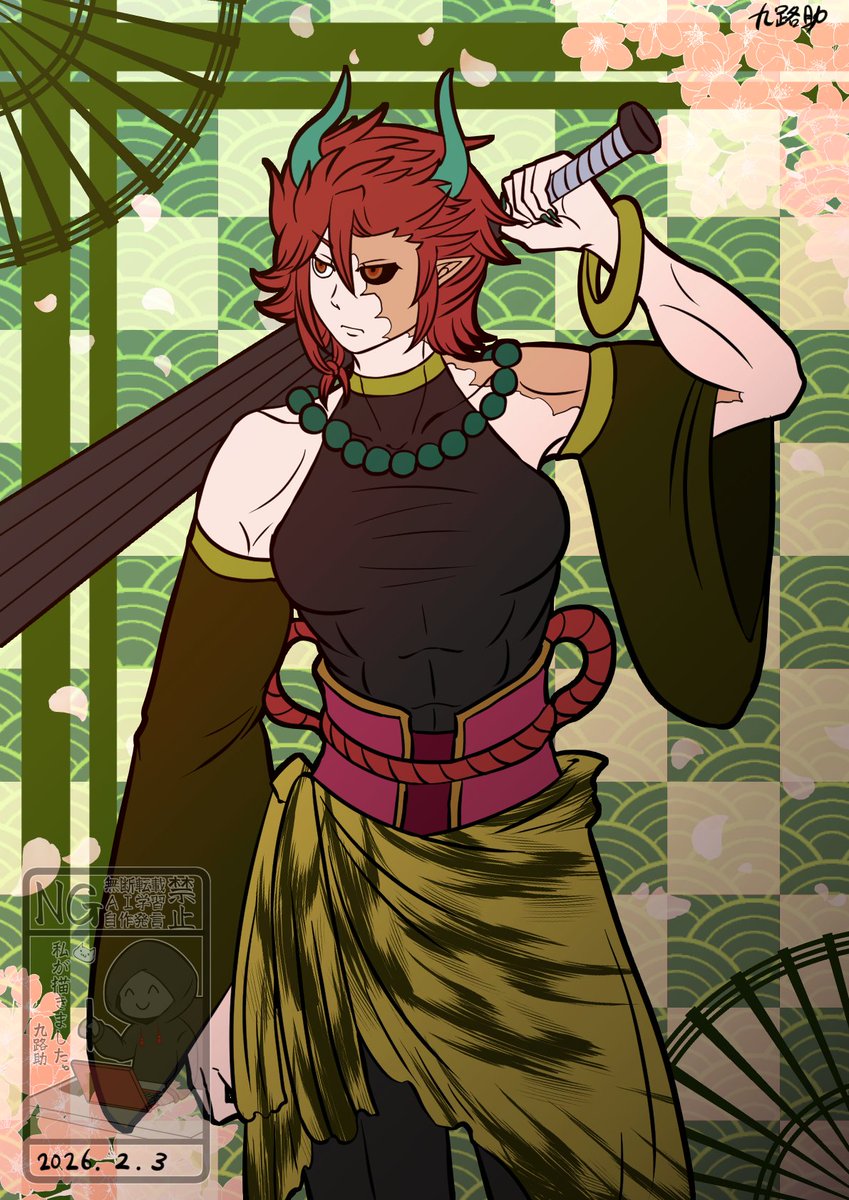 nezinohito's tweet photo. #ゴスビレお絵描き
節分という事なので、今年は鬼の恰好をしたウズマさんです！ https://t.co/ixTIuRsdoL