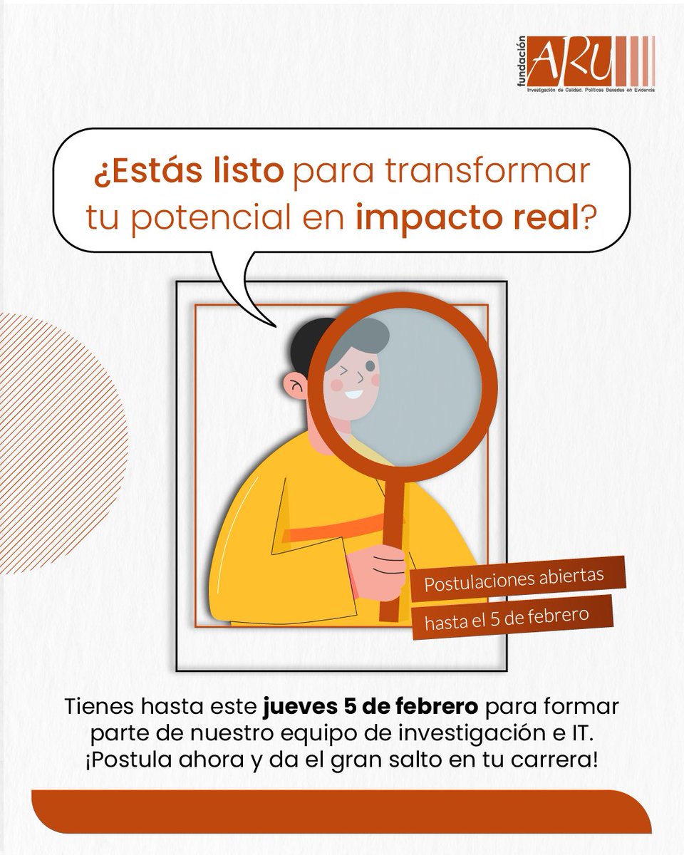 📷 Recordatorio de nuestras pasantías 
¡Postulaciones abiertas hasta el 5 de febrero!

📷 Postula aquí: docs.google.com/forms/d/e/1FAI…

¡Te esperamos! 📷
#FundaciónAru #Pasantías #Investigación #IT #LaPaz #Bolivia