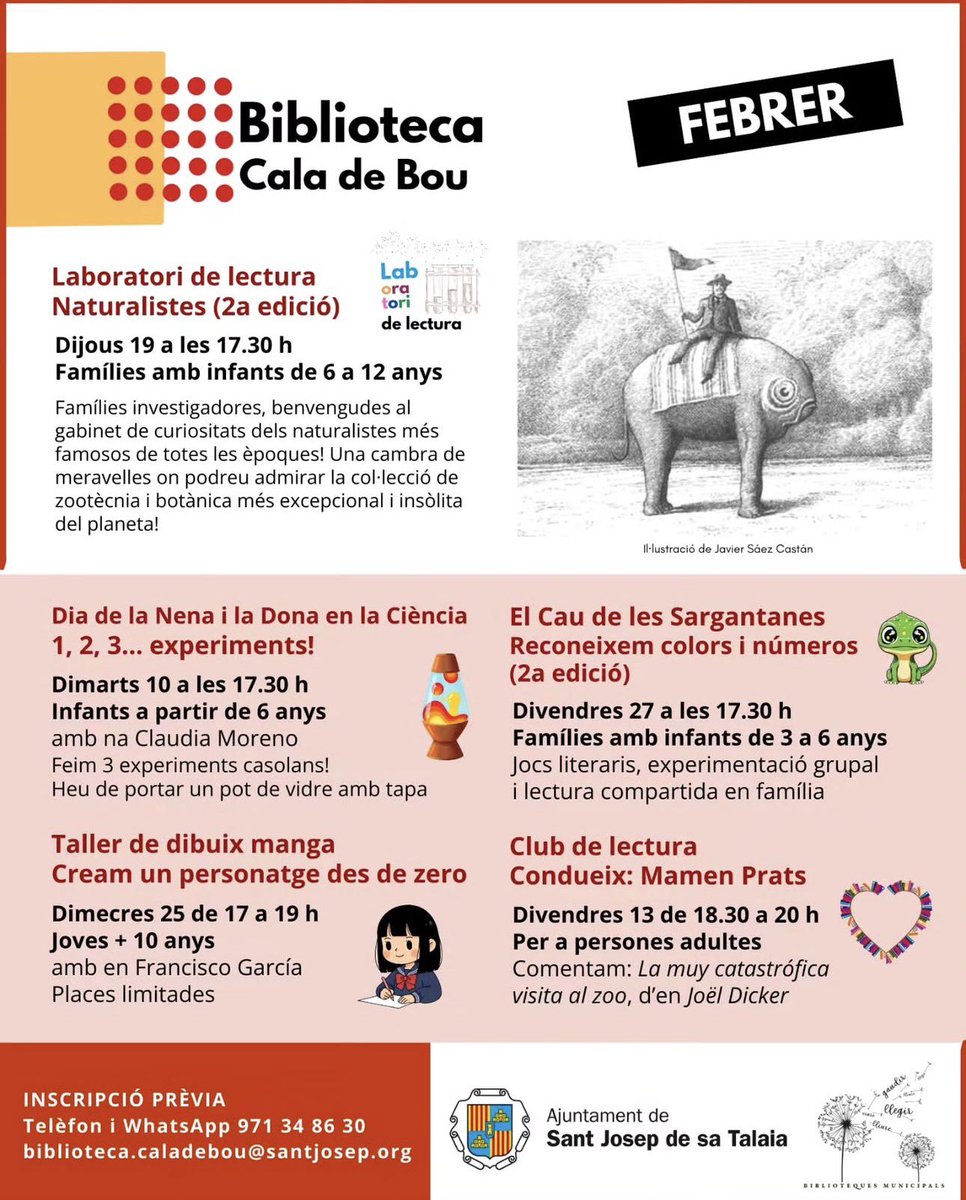 📚 La #Biblioteca #CalaDeBou ofrece durante el mes de #febrero una programación de actividades de #lectura, #ciencia y #creatividad con propuestas para #familias, #jóvenes y #adultos.

🔗 ibiza-click.com/la-biblioteca-…

#IbizaClick #SantJosepDeSaTalaia
