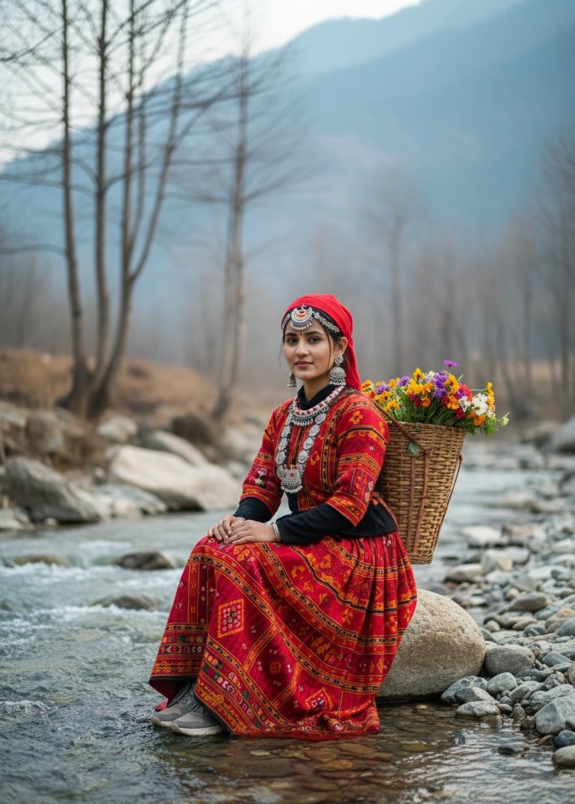 thezoyaedit's tweet photo. She carries flowers, stories, and strength 🌺⛰️
Grace shaped by the hills.❤️
#StrengthInTradition #DesiRoots #CinematicVibes #MountainSoul #XTrending https://t.co/GautaDsxB7
