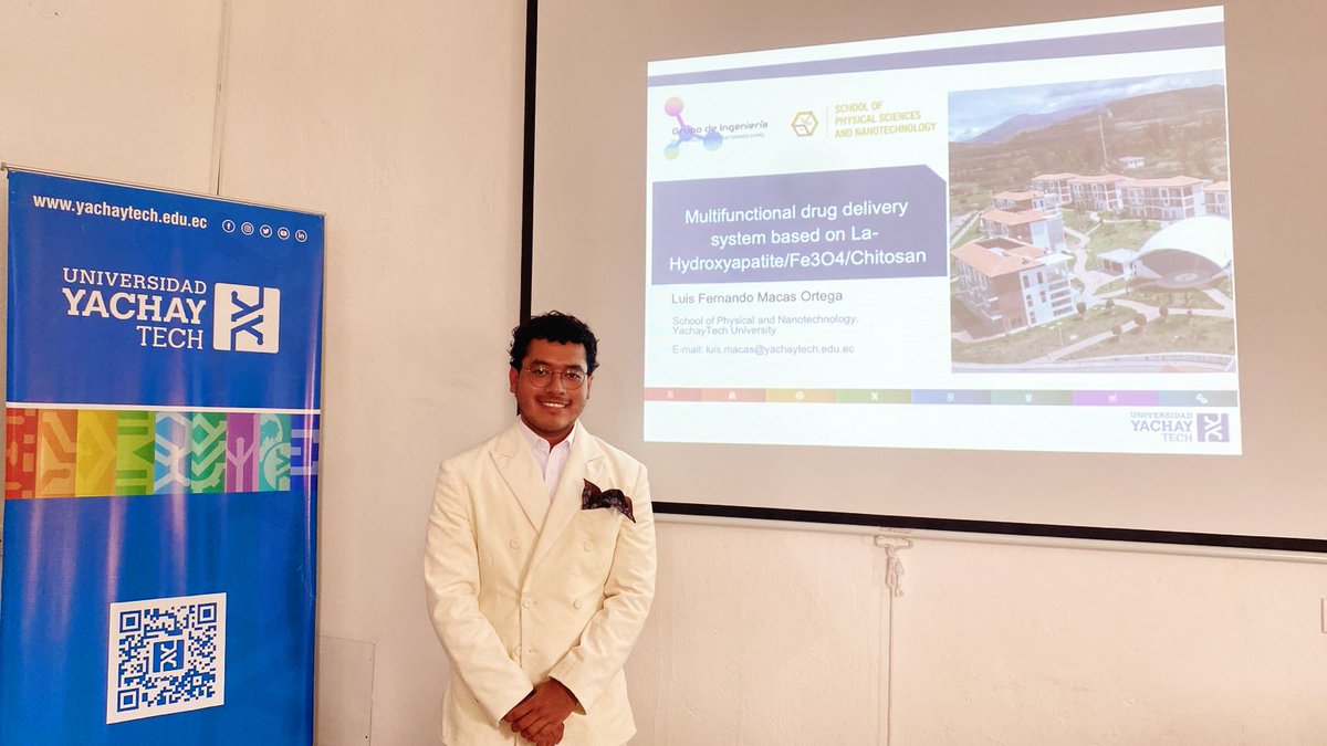 fisicaynanoYT's tweet photo. Felicitamos al estudiante Luis Macas por la defensa de su proyecto de titulación para obtener el titulo de Físico bajo la tutoría de las profesoras Gema González y Sarah Briceño. #SomosYachayTech https://t.co/uhLdHV0PTG