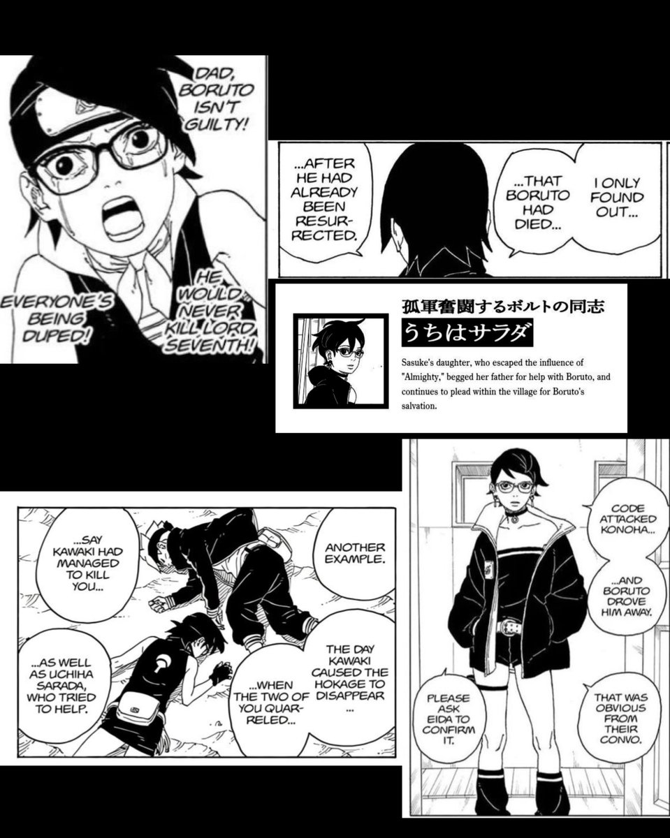 I love that they remind us of the undeniable truth: Sarada was the first to help the hero before anyone else. That's what a great heroine is all about.🐐❤️‍🔥

#BorutoTwoBlueVortex #Sarada #BORUTO