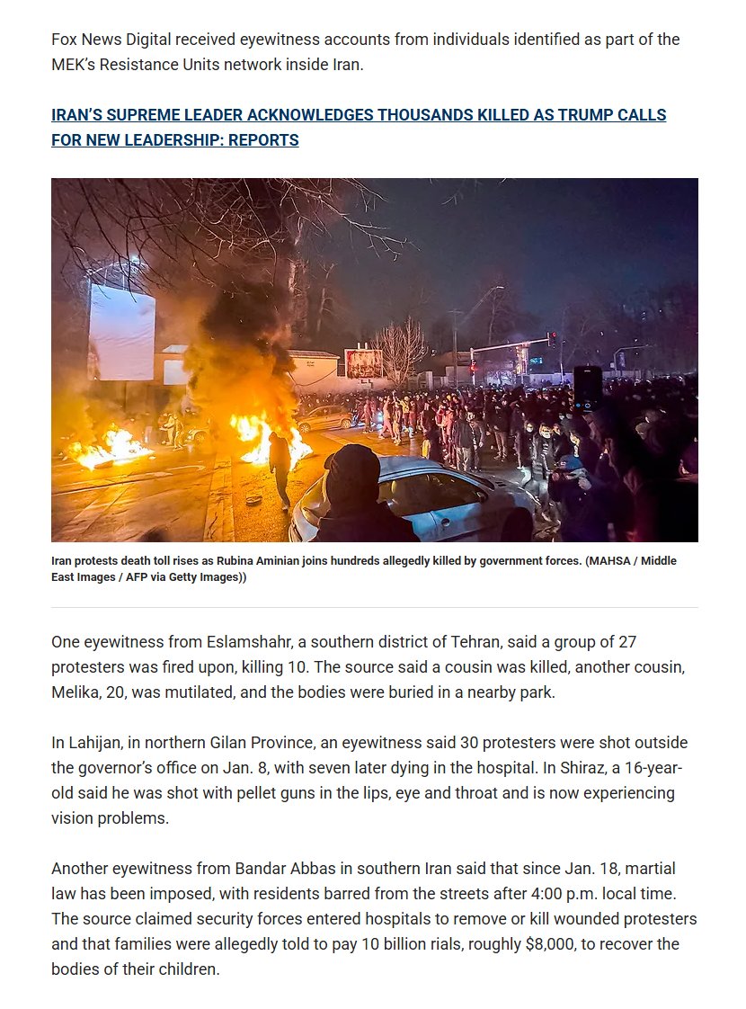 ResistanceUnits's tweet photo. Resistance Units tell @FoxNews of atrocities committed by Iran's regime:

One eyewitness from Eslamshahr said a group of 27 protesters was fired upon, killing 10. The source said a cousin was killed, another cousin was mutilated and the bodies were buried in a park. #IranMassacre https://t.co/GDbdhZkXZF