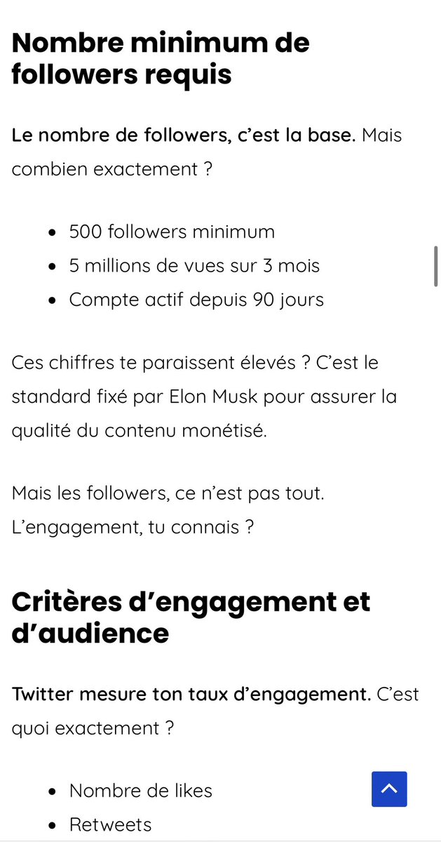 Voici les demandes requises pour les rémunérations tweet X