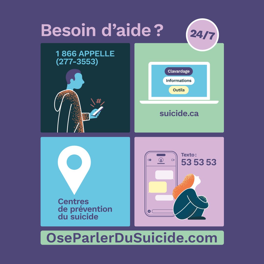 La Semaine de prévention du suicide est un moment clé pour faire connaître les ressources d’aide pour soutenir l’espoir. Si vous vous inquiétez pour vous-même ou pour une personne de votre entourage, sachez que les ressources sont offertes gratuitement au Québec.
