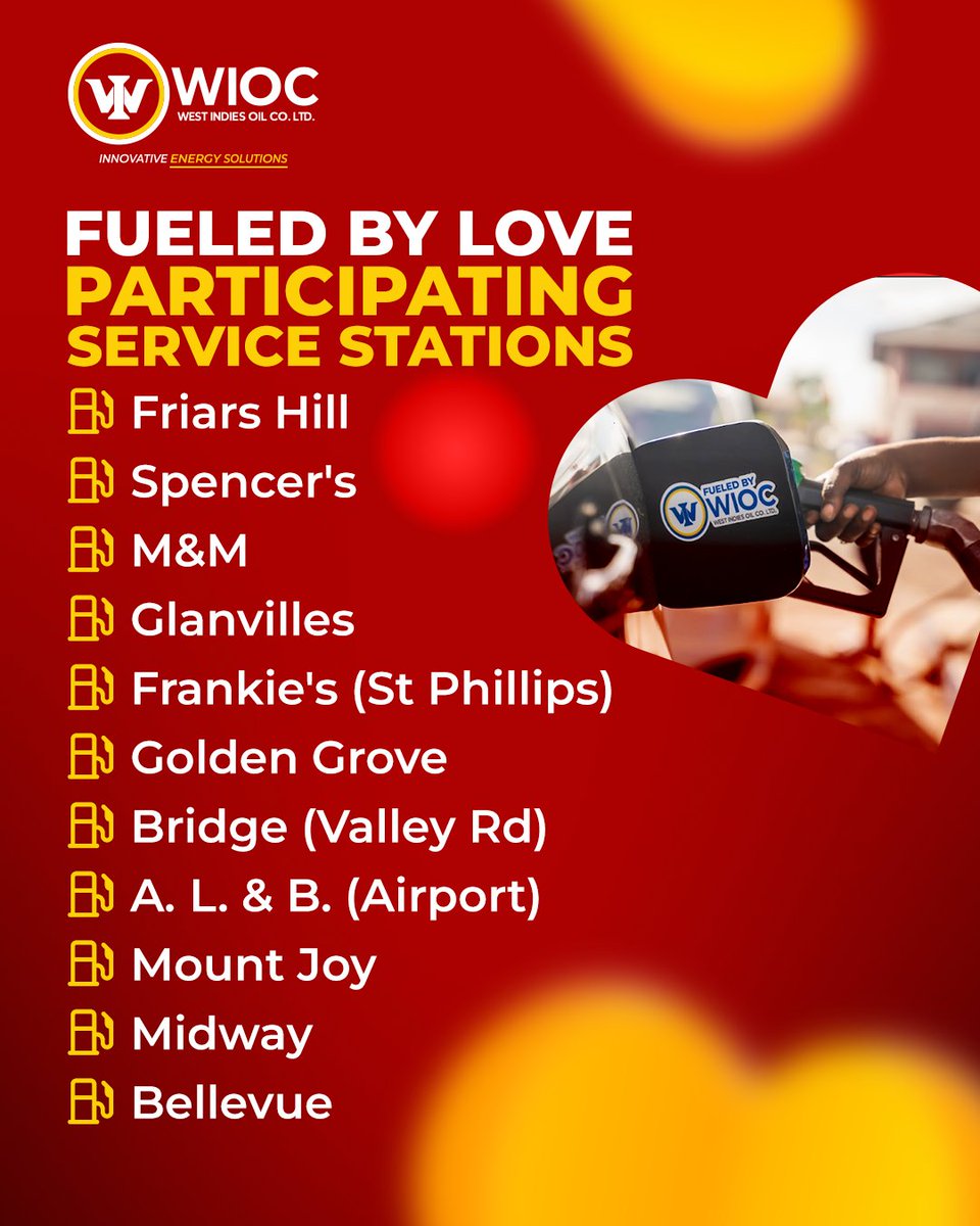 Fuel $50 or more in gasoline or diesel at selected WIOC service stations and you could drive away with more than just a full tank think romantic experiences and vehicle care prizes. ❤️

Fill up. Scan. Win.

#FueledByLove