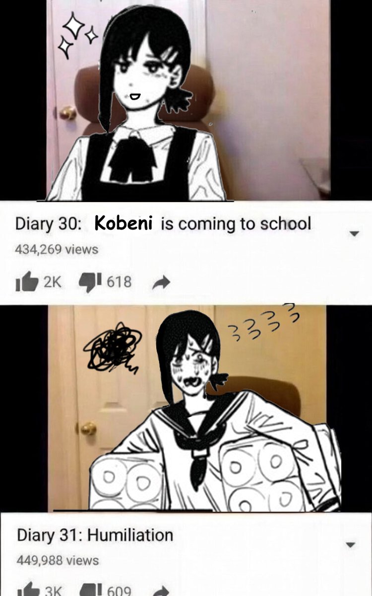 kobeni_club's tweet photo. Traumas from school life 🏫😨

#Kobeni #chainsawman https://t.co/7c8UitfXOI