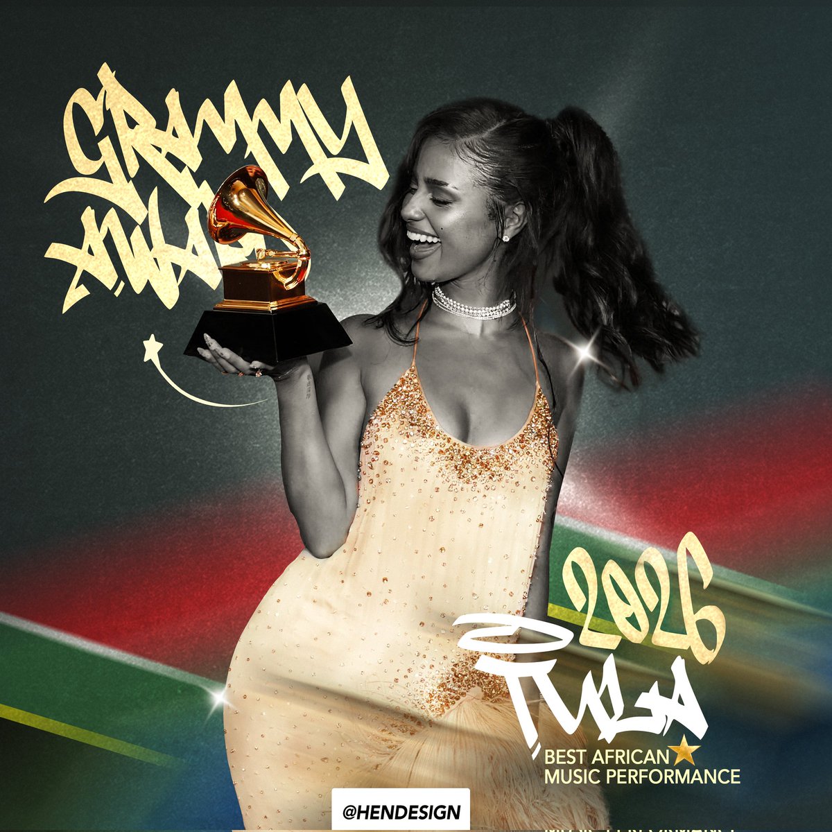 HeNDe5ign's tweet photo. Design for Tyla #GRAMMY Award 2026✅💛

What do you think?
📩 Available for commission, DM
💛 Support appreciated, follow for more #GRAMMYs2026
.
#posterdesign #GraphicDesign https://t.co/qo7xlxAbJJ