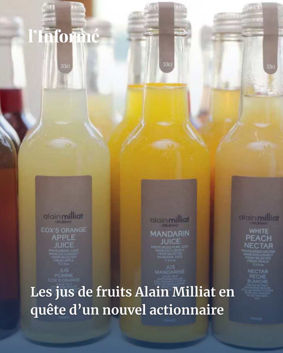 💰Les jus de fruits Alain Milliat sont en quête d’un nouvel actionnaire, révèle @xav_demarle

Dix ans après avoir fait entrer la holding familiale Chevrillon, l'entreprise de la Drôme cherche à accélérer à l’étranger.

▶️ l.linforme.com/2p8t5p3j