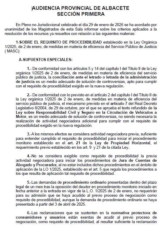 JesusFamilex's tweet photo. Acuerdo no jurisdiccional de la Audiencia Provincial de Albacete sobre los MASC de 29 de enero de 2026. https://t.co/3w4bH9aTN4