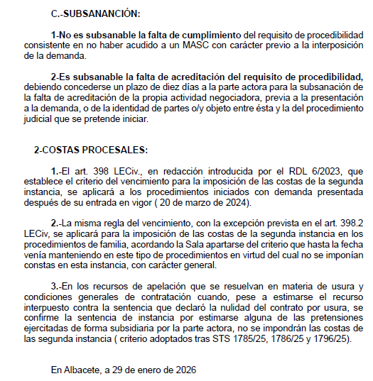 JesusFamilex's tweet photo. Acuerdo no jurisdiccional de la Audiencia Provincial de Albacete sobre los MASC de 29 de enero de 2026. https://t.co/3w4bH9aTN4