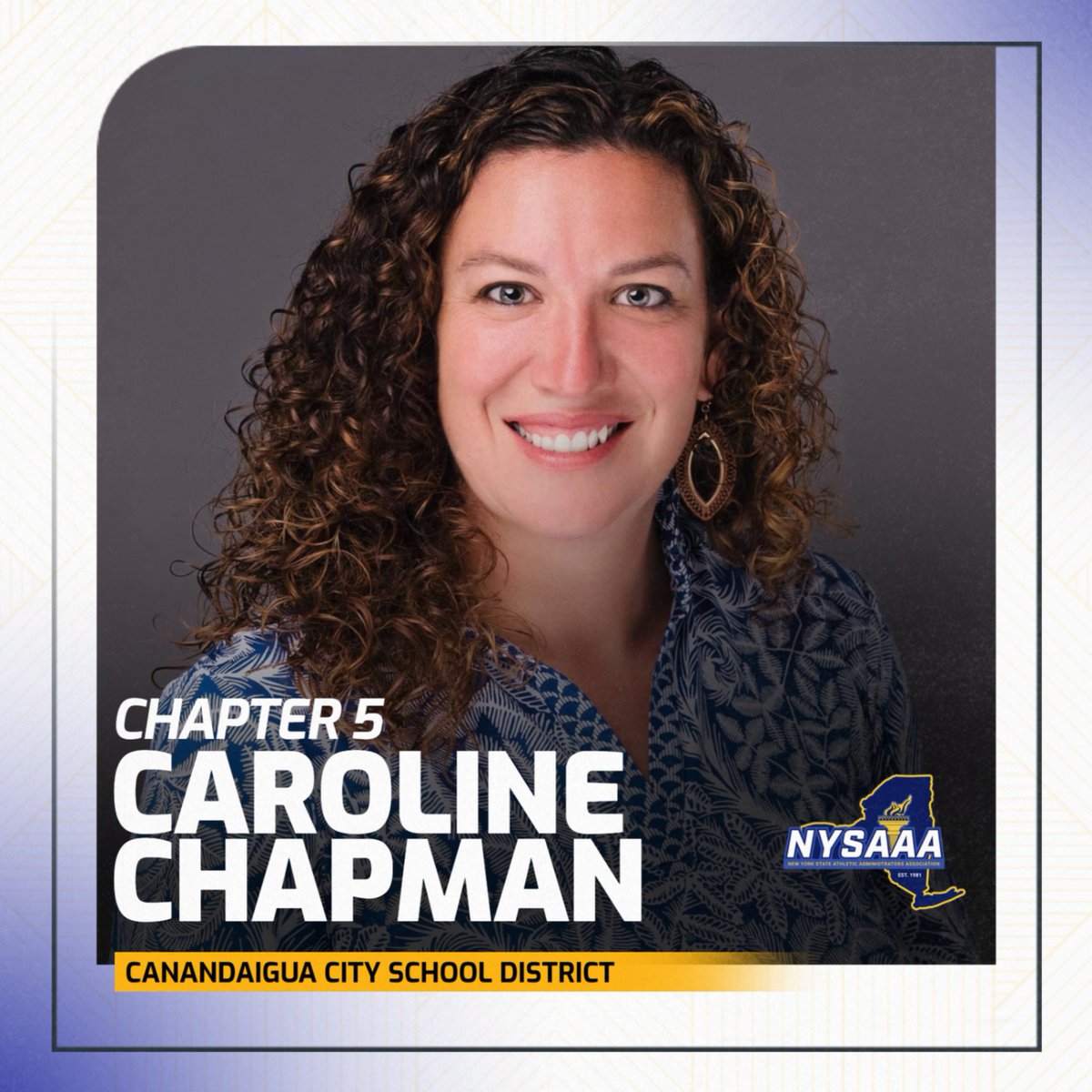 Congratulations to Chapter 5’s Caroline Chapman, Director of Athletics &amp; Communications at Canandaigua CSD, on being named AD of the Year. A visionary leader known for innovative systems and elevating the student-athlete voice while expanding opportunities for all.
