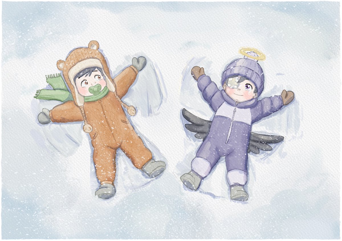 two snow angels <a href="/Little_Bataa/">Batbayar (Батбаяр)</a>  and <a href="/Small_walkway/">Pumkin</a>