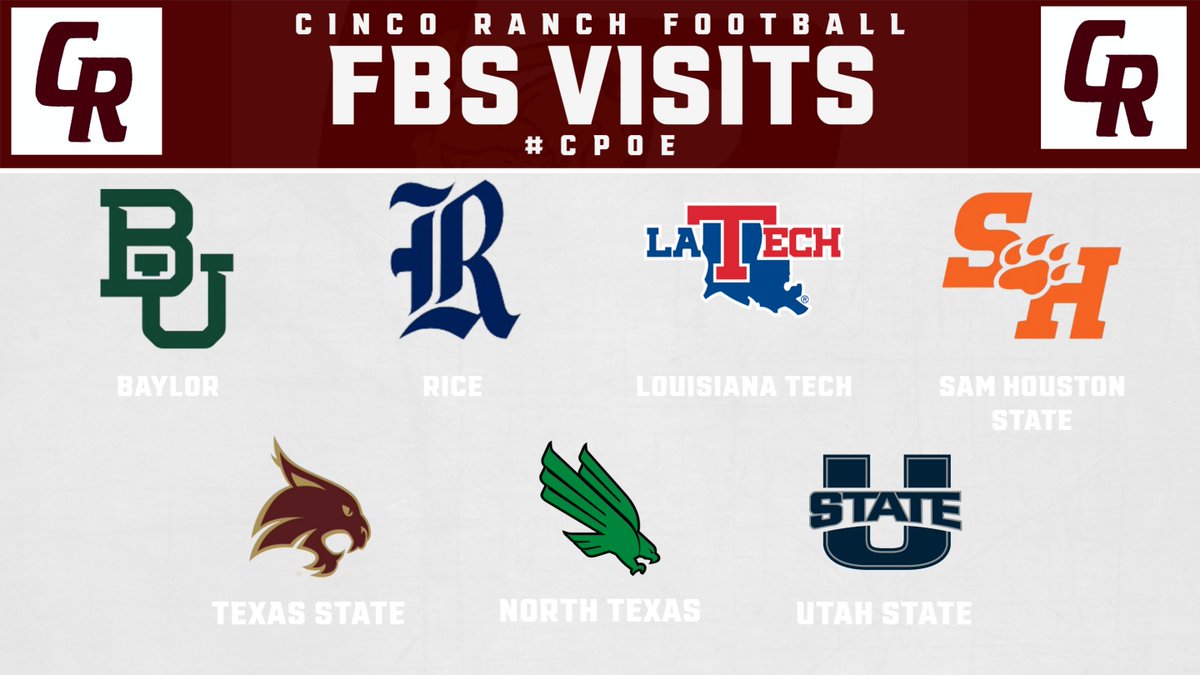 cincofb's tweet image. Thank you to the following FBS &amp;amp; FCS schools that have recruited our Cinco Ranch Cougars this past recruiting cycle! CPOE UBUNTU reCRuit