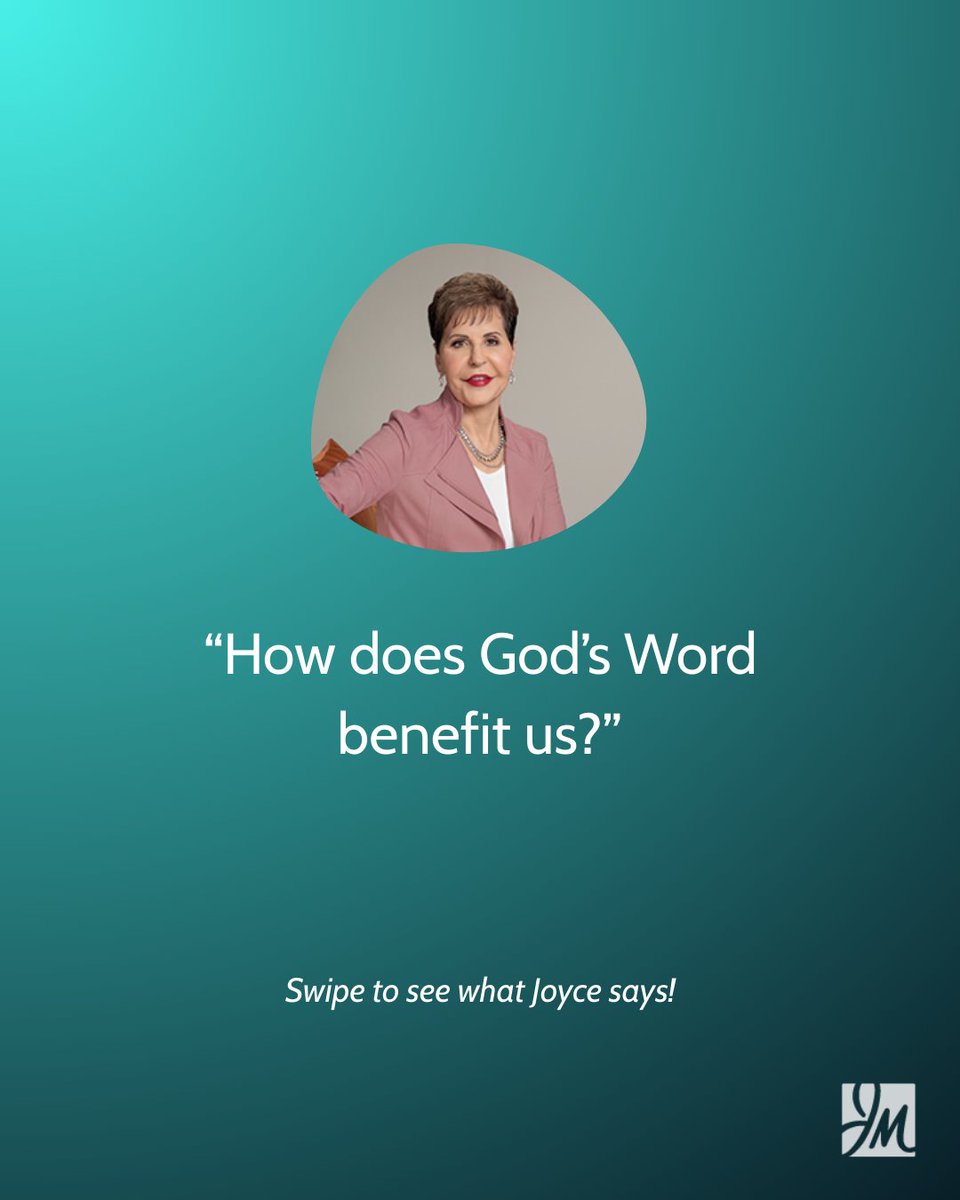 JoyceMeyer's tweet image. In John 6:63, Jesus says that His words are Spirit and life. As we read and study the Bible, God literally transforms who we are and gives us the desire and ability to be more like Him. Simply put, God’s Word is truth, and it’s the truth that sets us free (John 8:32)!

Maybe you…