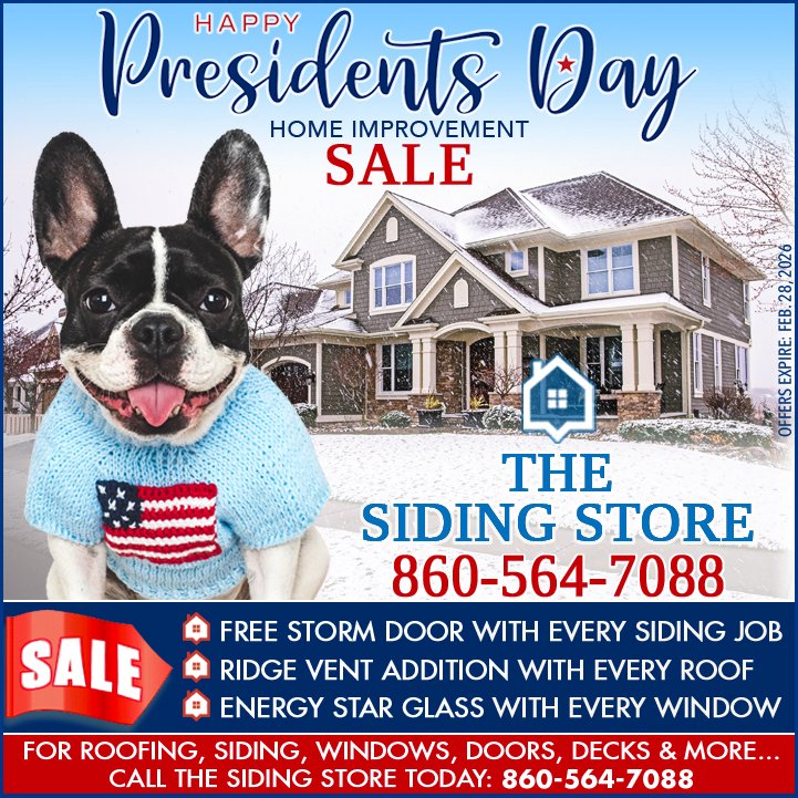 TheSidingStore's tweet photo. Protect your home from winter weather with top quality materials &amp; expert installation at THE SIDING STORE!

TRUSTED CT/RI CONTRACTOR - BBB (A+)
ROOFING, SIDING, Windows, Doors, Decks, More

Call (860) 564-7088
Visit https://t.co/FMpNdTH2QV

#PresidentsDaySale #RoofingContractor https://t.co/wVjtuvDDja