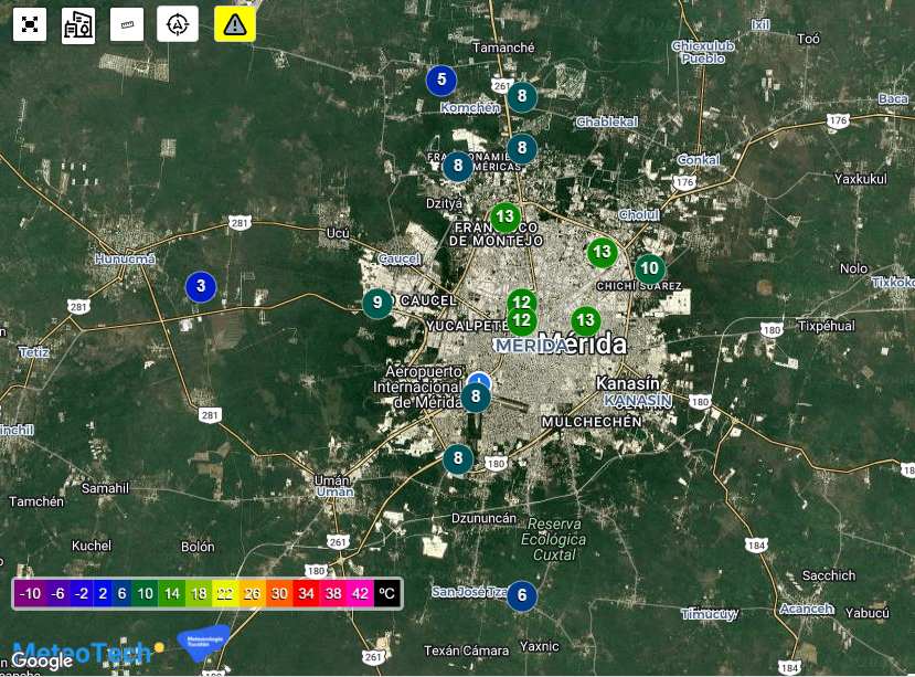 ❄️Heladez cerca del punto de congelación.

Reportes de temperaturas mínimas más bajos de acuerdo con datos de CONAGUA y Red de Monitoreo Atmosférico Peninsular.

Muna 3 °C
Hunucmá 3.4 °C
Peto 4 °C
Xcupil 4 °C
Felipe Carrillo Puerto 4.3 °C
Akil 4.4 °C
Tekax 5 °C

Se rompió récord