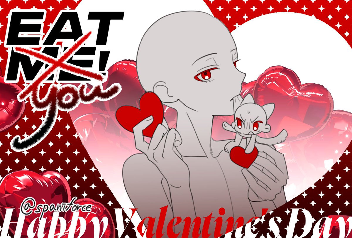 spaniforce's tweet image. 💘EAT YOU! 🍽️발렌타인을 기념하여 귀여운 연출이 가능한 이메레스를 배포합니다! 💘상업적 이용(커미션 등)과 재배포를 제외하고 자유롭게 사용 가능해요! 사용 시 '송파 애니포스' 출처표기 부탁드립니다♡  #트레틀 #트레이싱 #송파 #애니포스