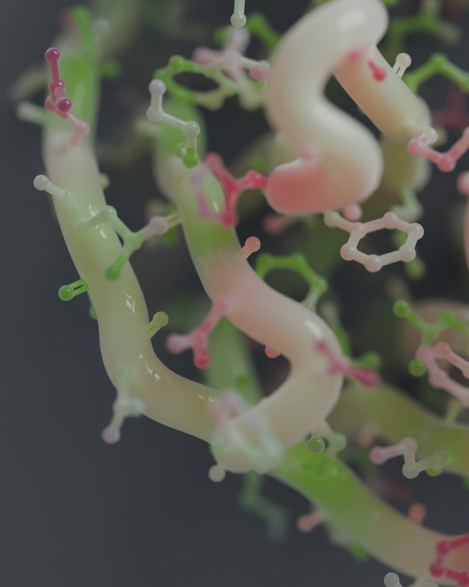luminous_lab's tweet photo. I have been experimenting with a lot of different materials for my biomolecules lately, but I always come back to the gummy-worm-style 🐛

Protein colored by b-factor / rendered in Blender / pdb struktur loaded with #molecularnodes

#blender3d #scientificillustration https://t.co/SXsUYY5t3i