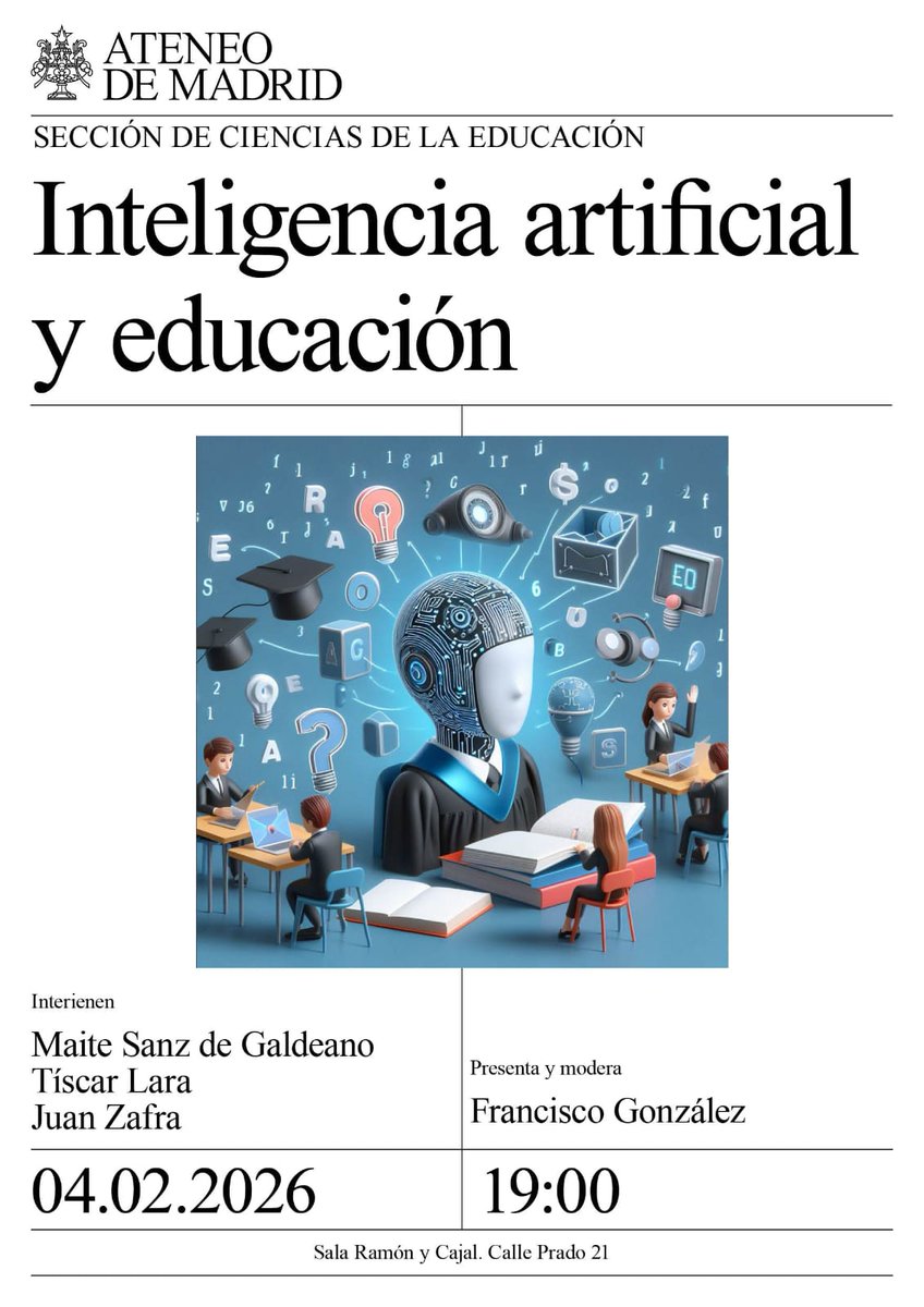 Mopsos1's tweet photo. Próximo acto de la Sección de Educación de @ateneodemadrid https://t.co/0l1pEymQX6