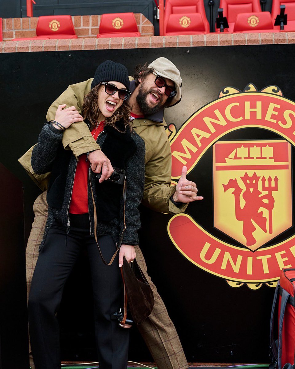 MUFCScoop's tweet image. Jason Momoa and Adria Arjona at Old Trafford #MUFC