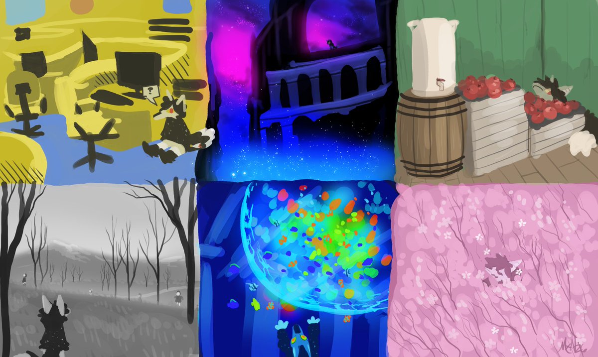 MichaelxNore's tweet photo. Group event I do with Life drawing on vrchat. Each are from locations in vrchat. Each location only got 10 minutes each https://t.co/e6ZWWmSaeh